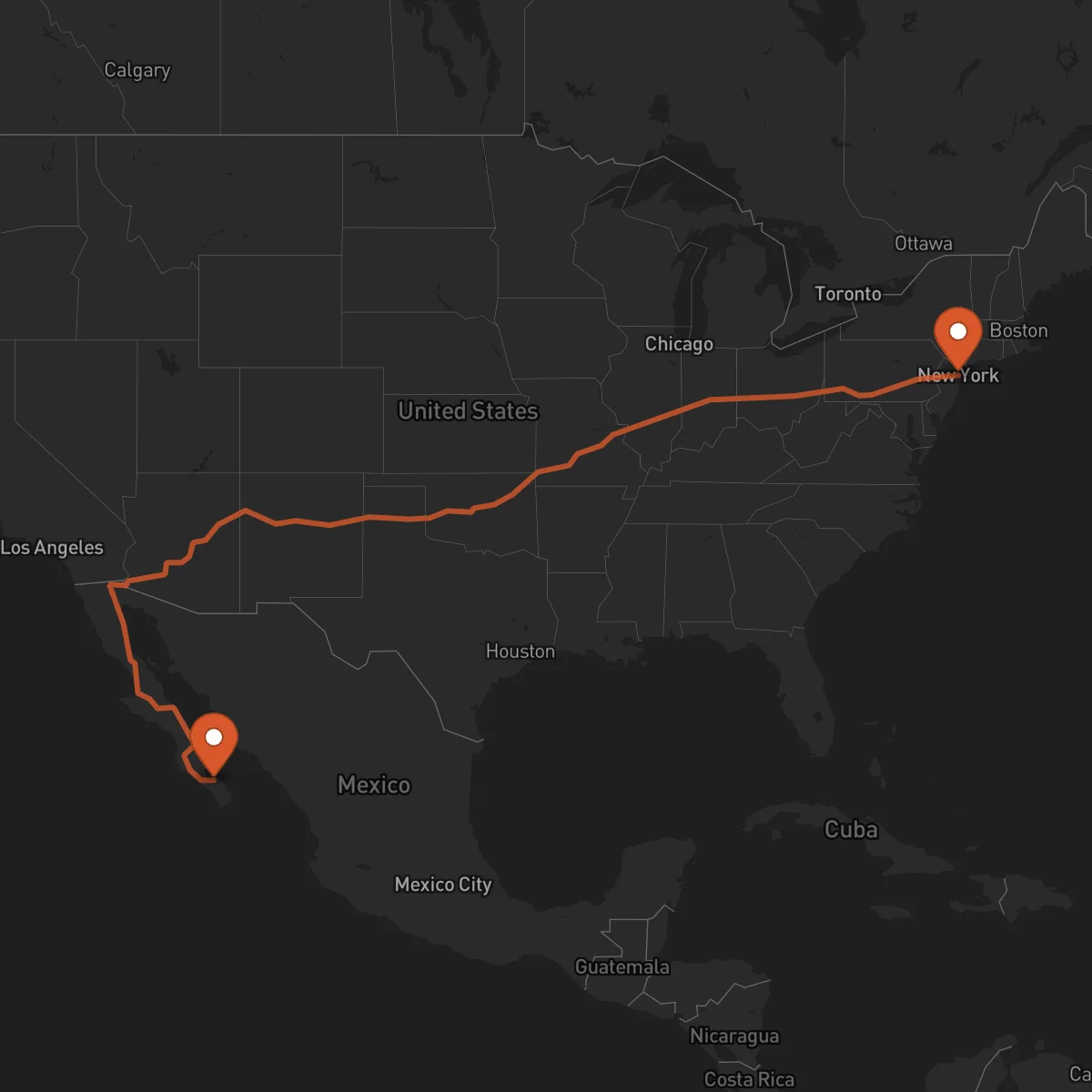 Ruta La Paz - Nueva York