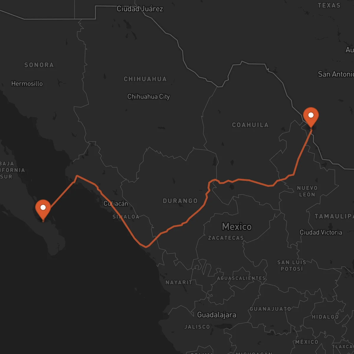 Ruta La Paz - Nuevo Laredo