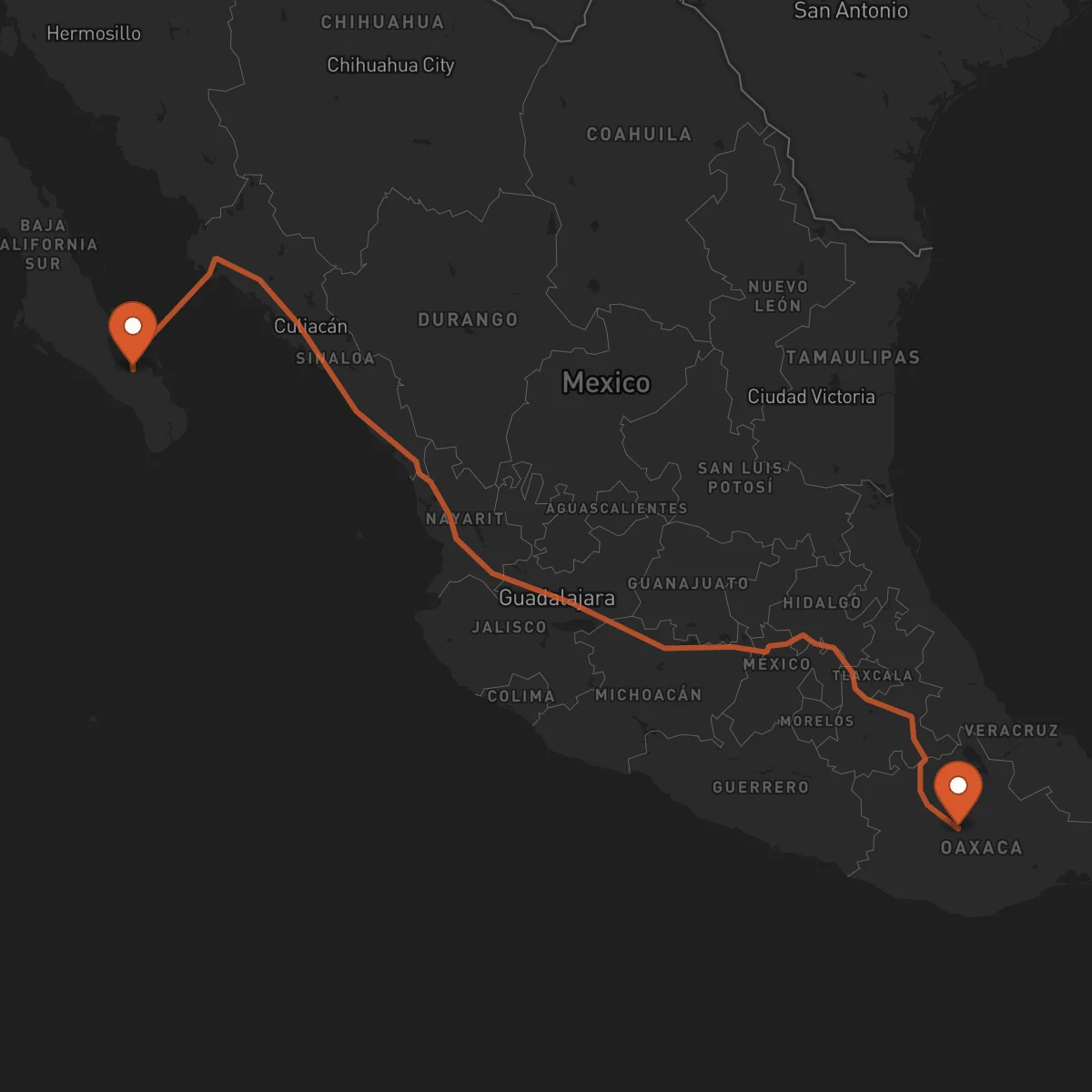 Ruta Oaxaca de Juárez - La Paz