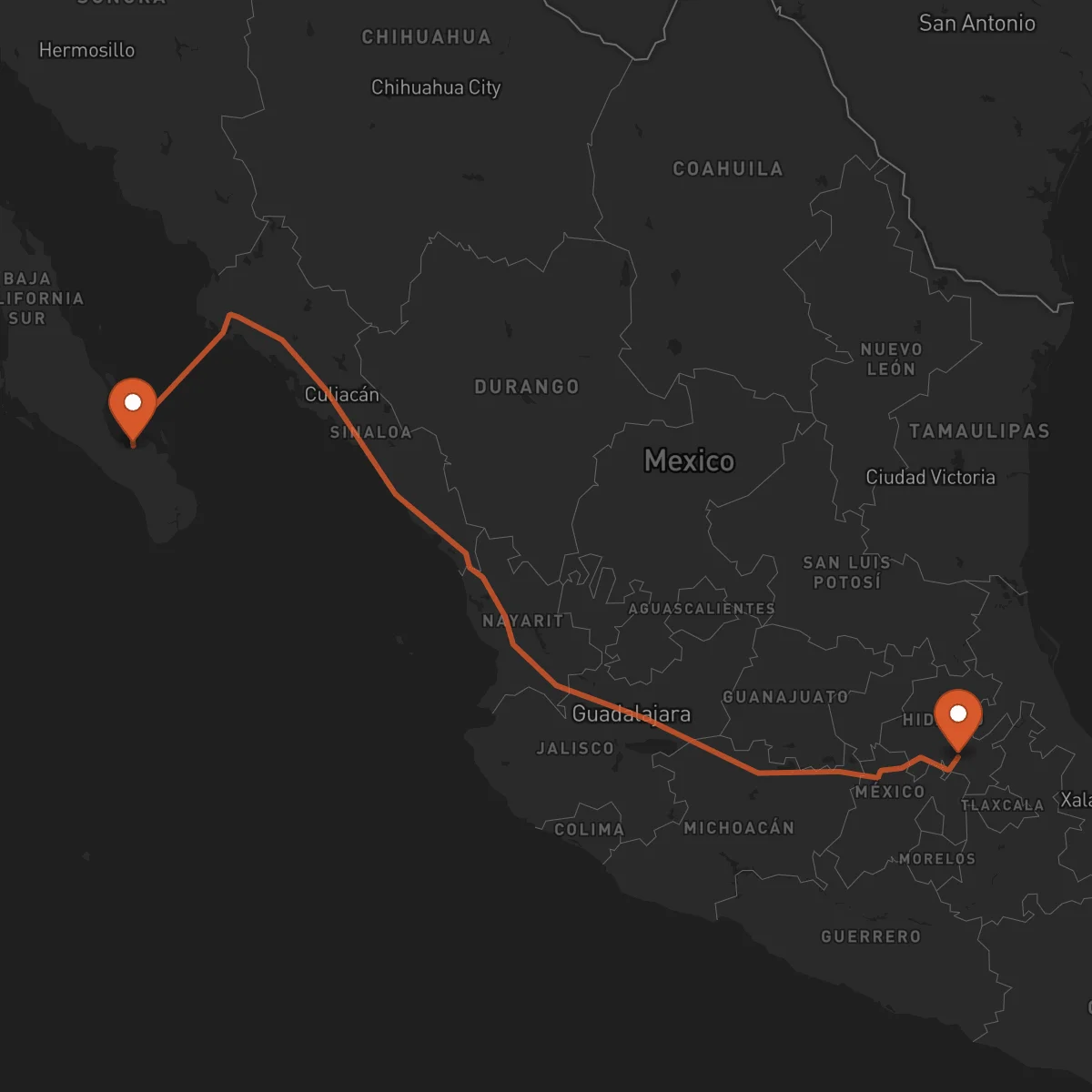Ruta La Paz - Pachuca de Soto