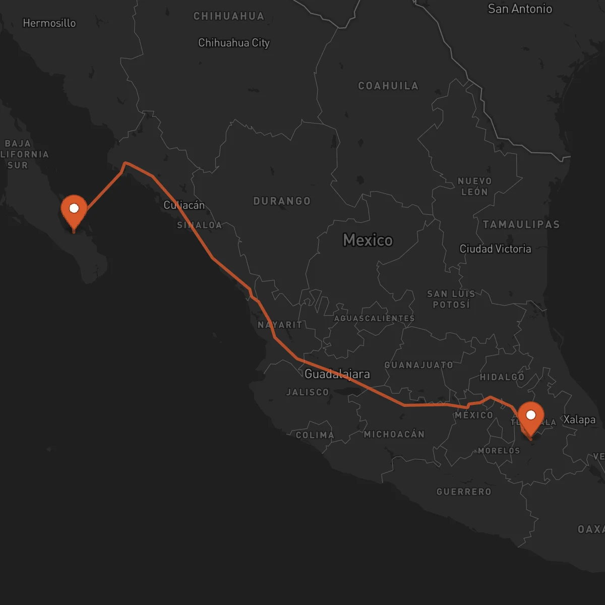 Ruta La Paz - Puebla
