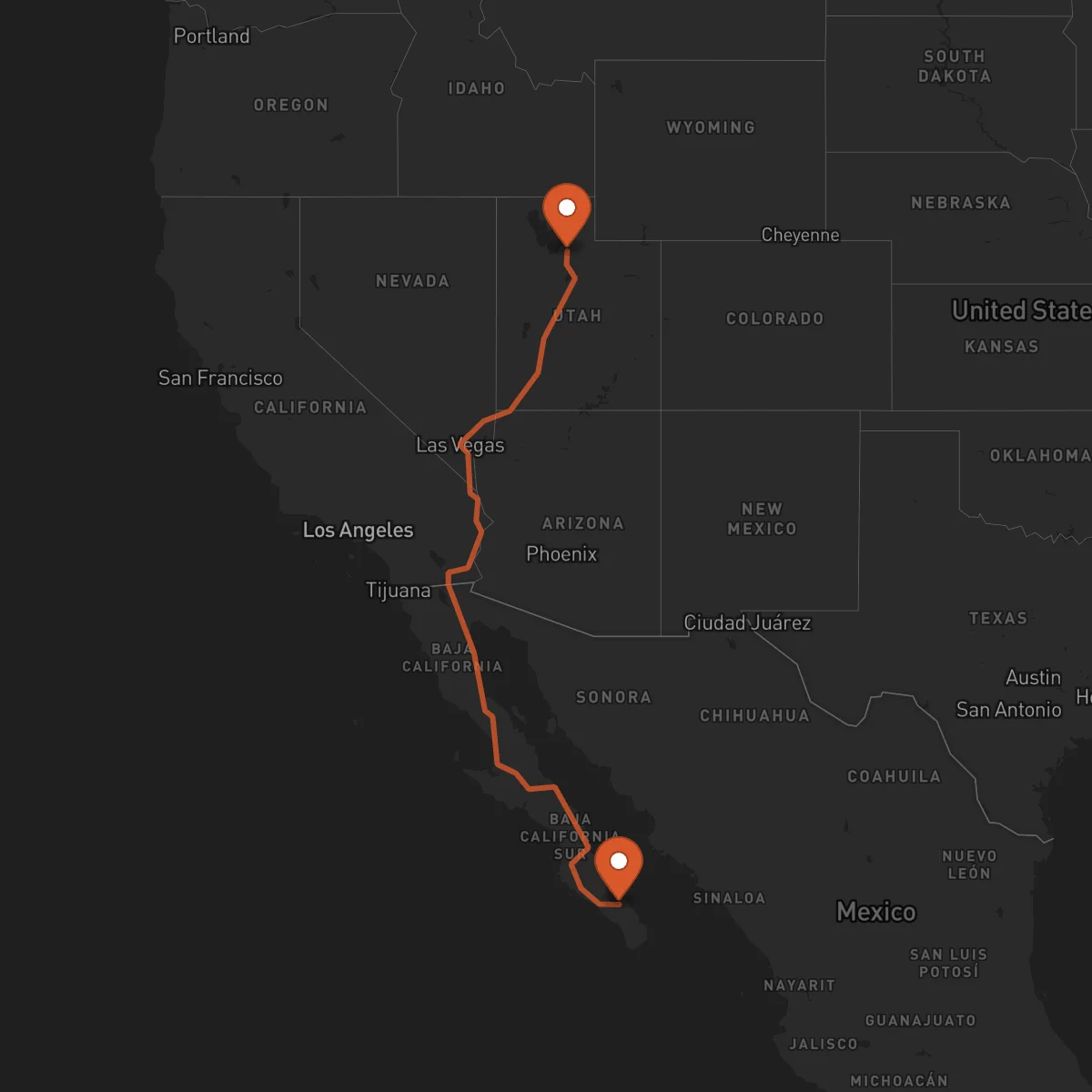 Ruta La Paz - Salt Lake City