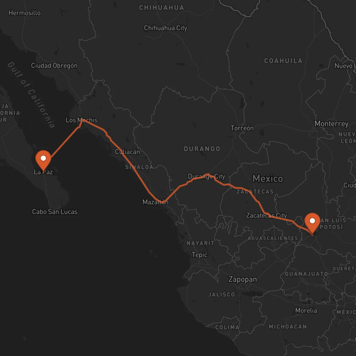 Ruta San Luis Potosí - La Paz