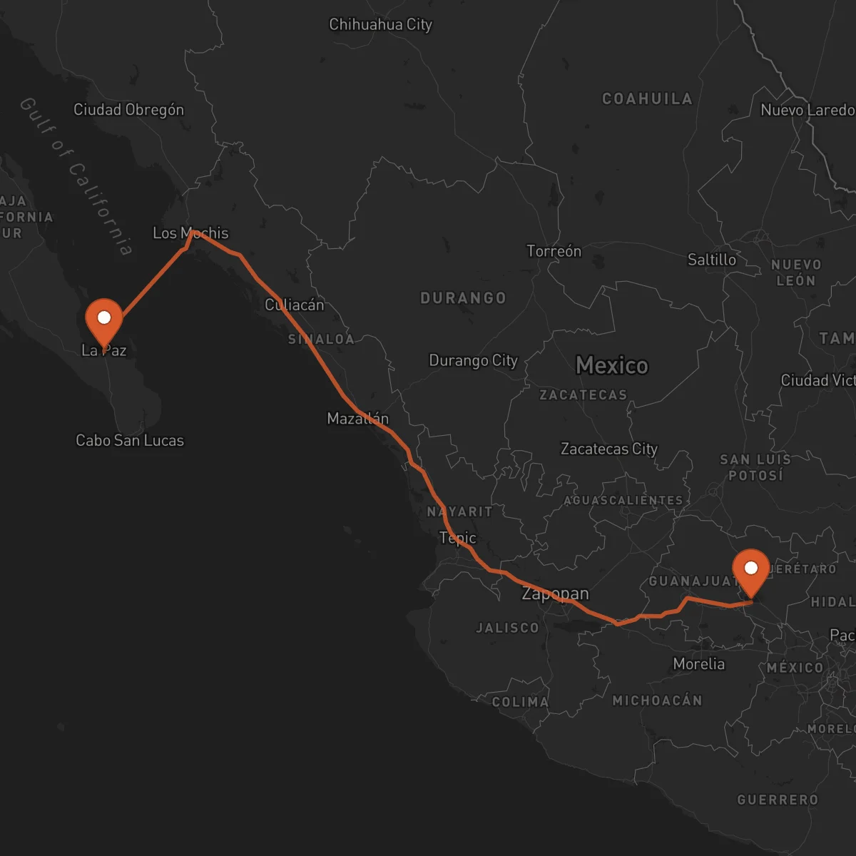 Ruta Santiago de Querétaro - La Paz