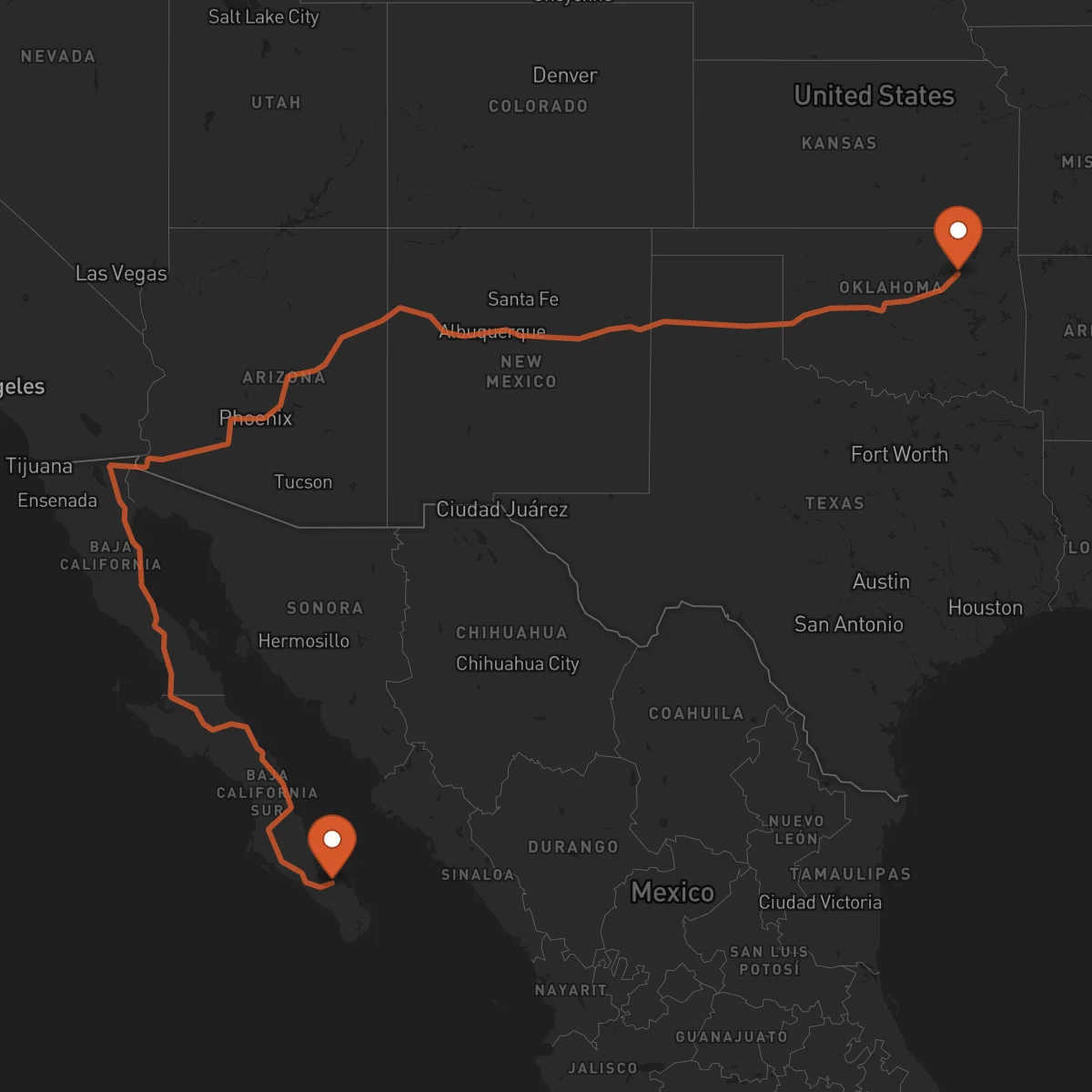 Ruta La Paz - Tulsa