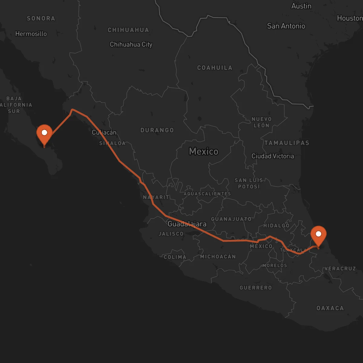 Ruta La Paz - Xalapa