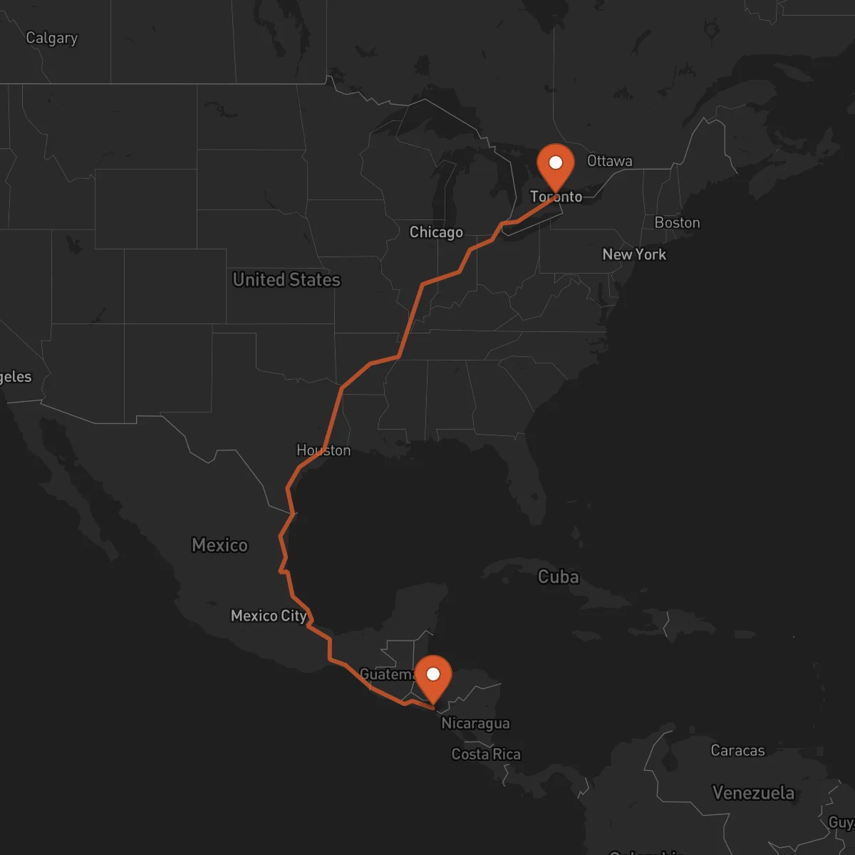 Ruta Toronto - La Unión