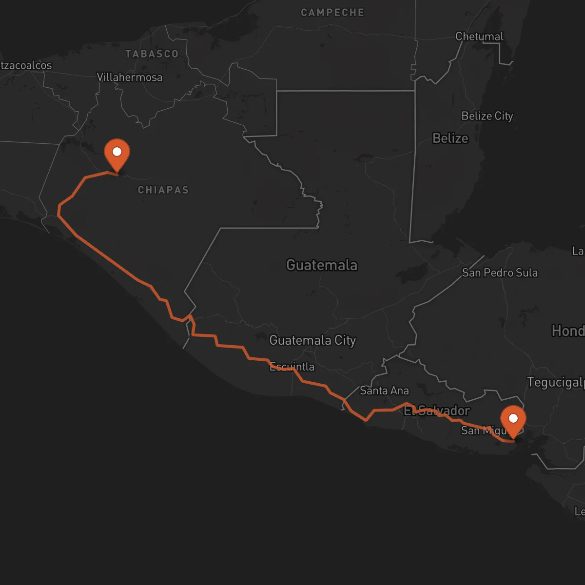 Ruta La Unión - Tuxtla Gutiérrez