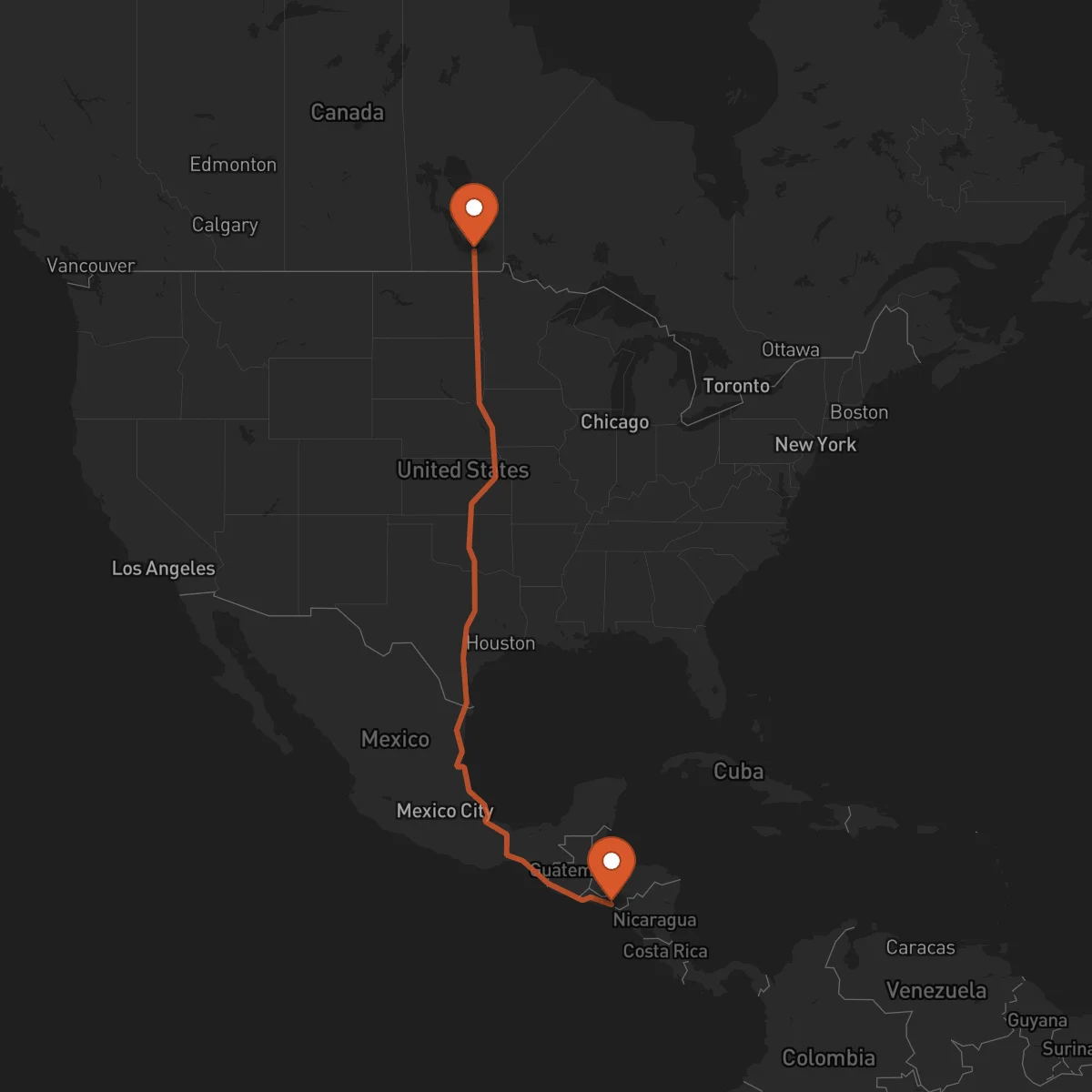 Ruta La Unión - Winnipeg