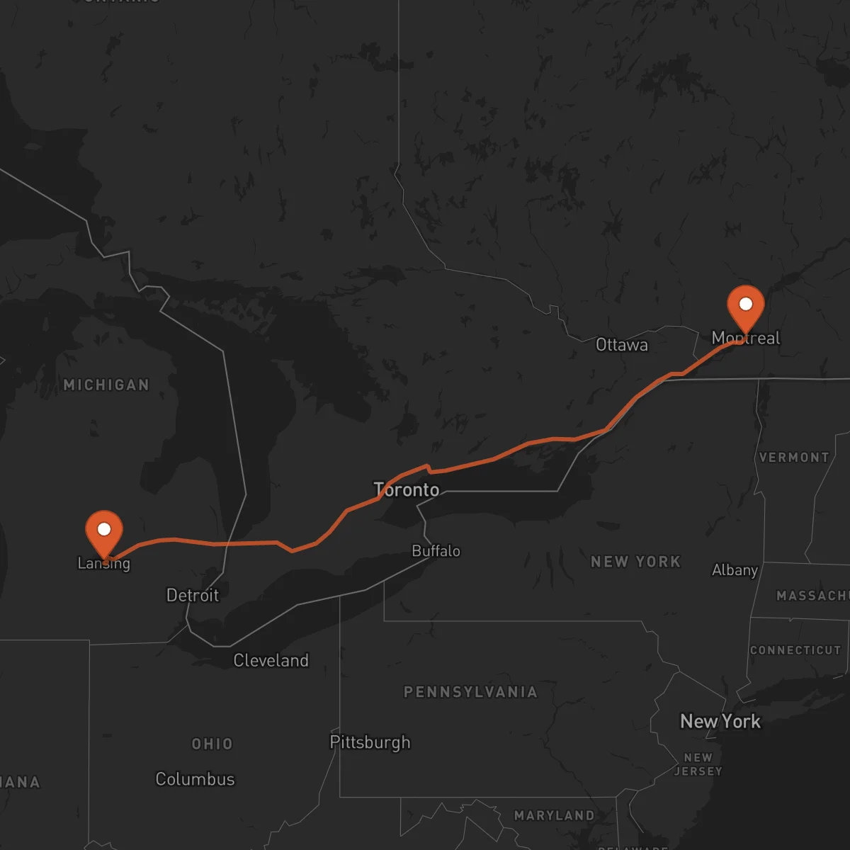 Ruta Montréal - Lansing