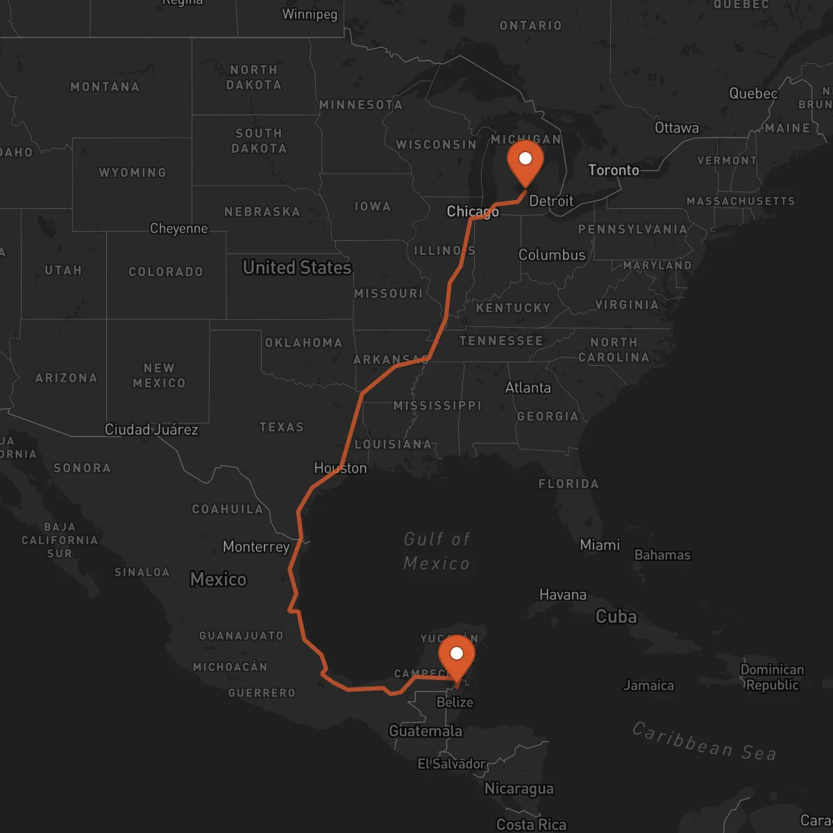Ruta Lansing - Orange Walk Town