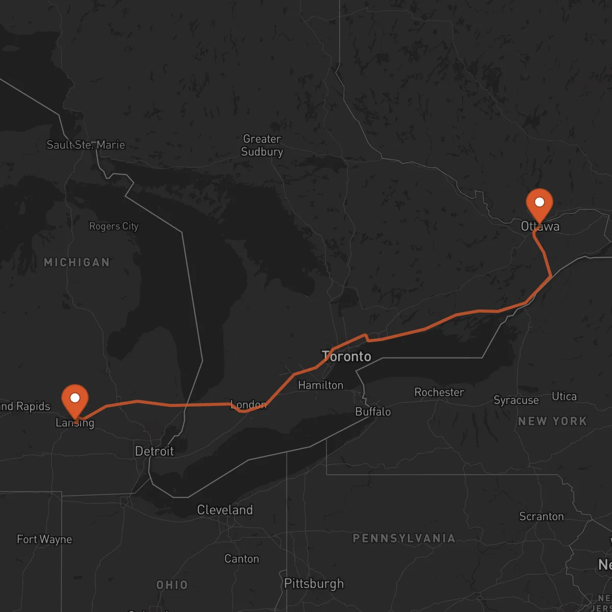 Ruta Ottawa - Lansing