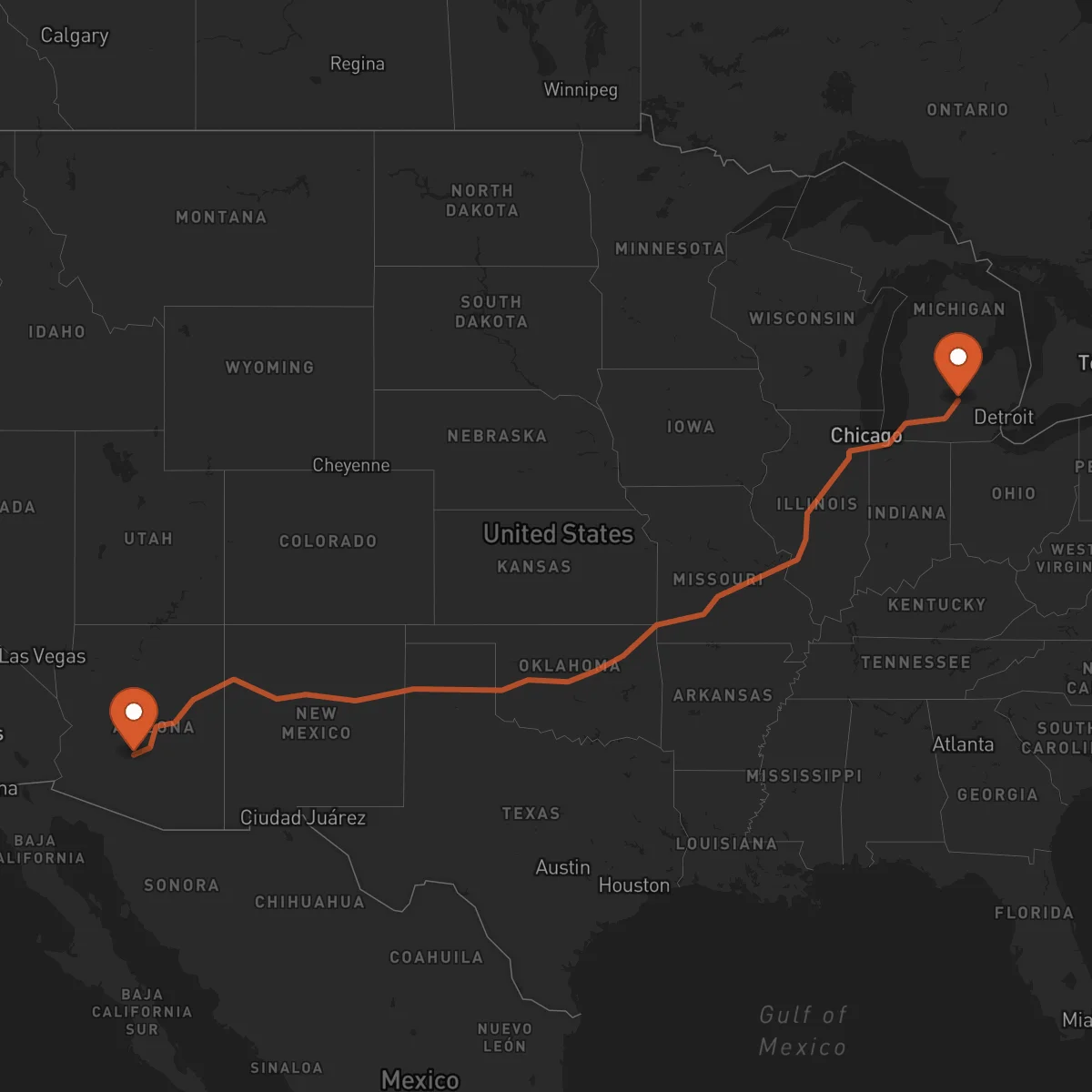 Ruta Lansing - Phoenix
