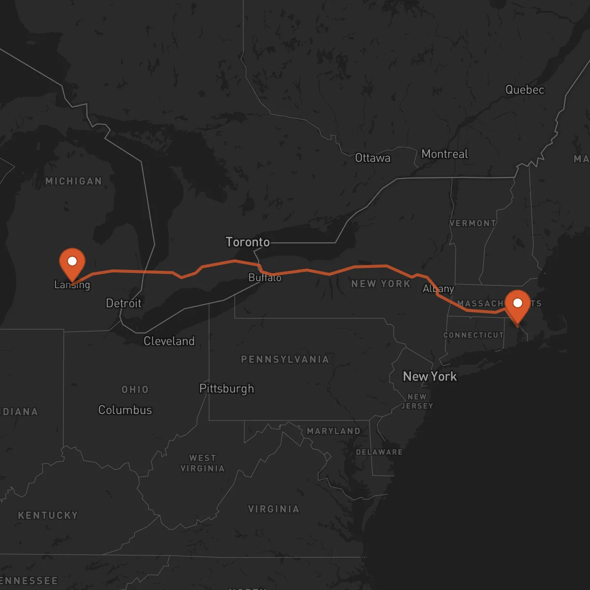Ruta Lansing - Providence