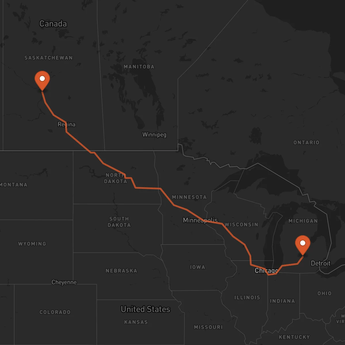 Ruta Lansing - Saskatoon