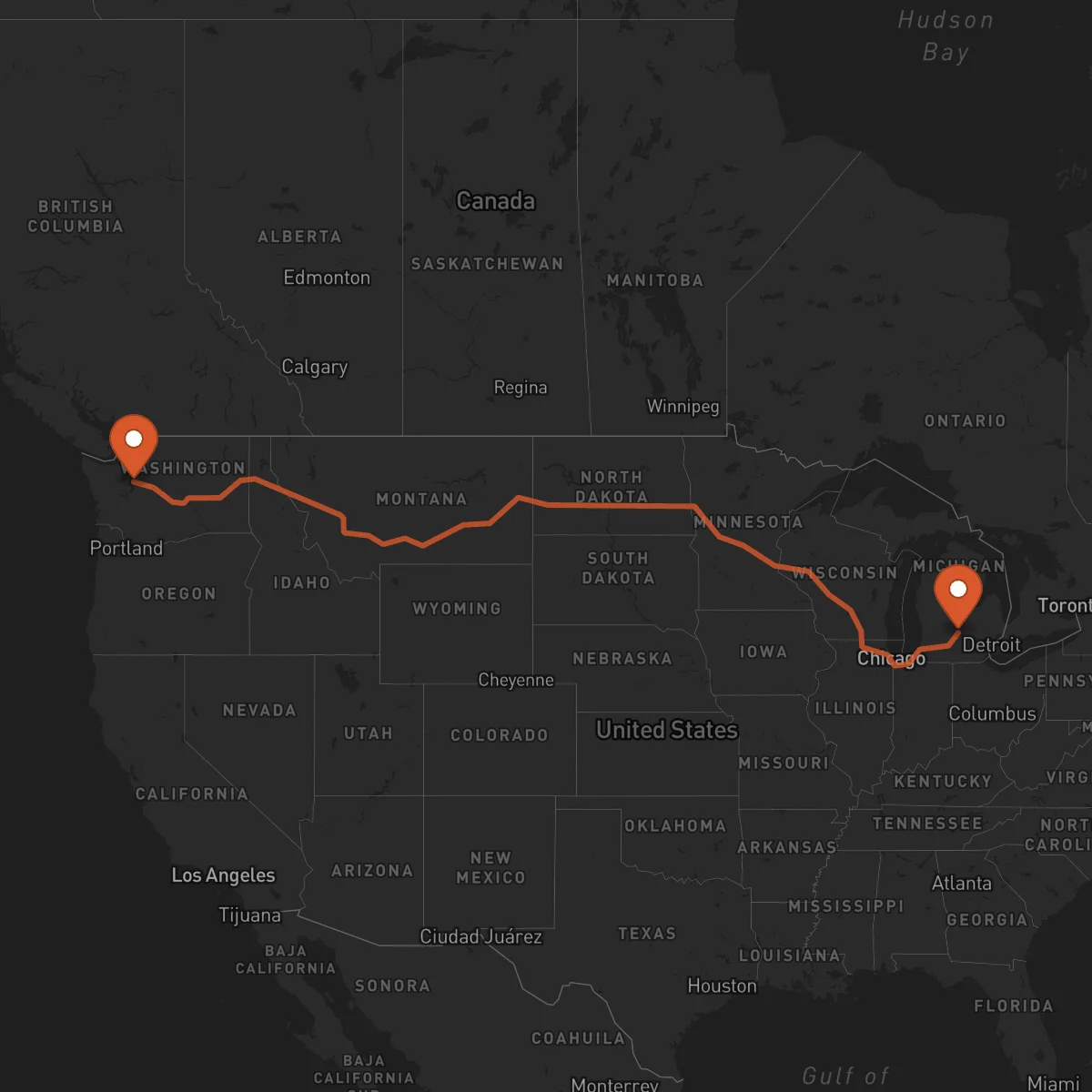 Ruta Lansing - Seattle