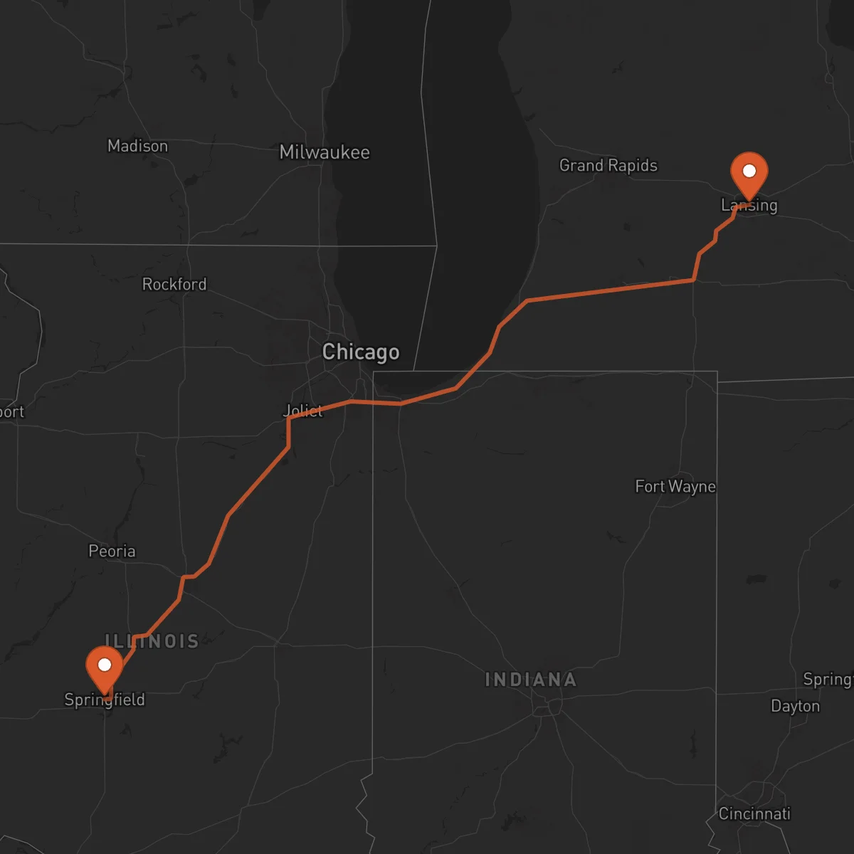 Ruta Lansing - Springfield