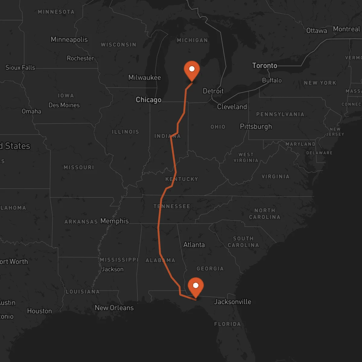 Ruta Lansing - Tallahassee
