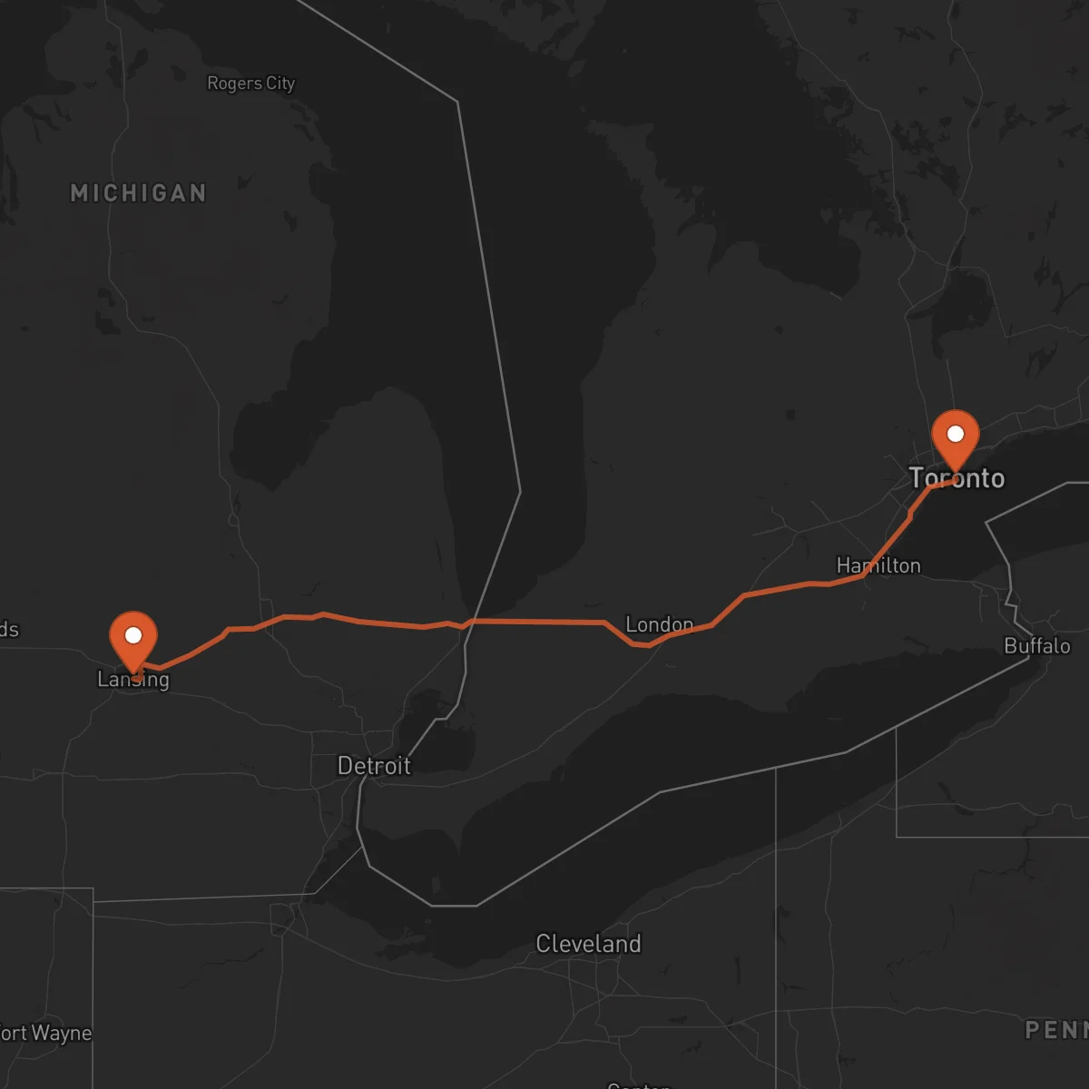 Ruta Toronto - Lansing