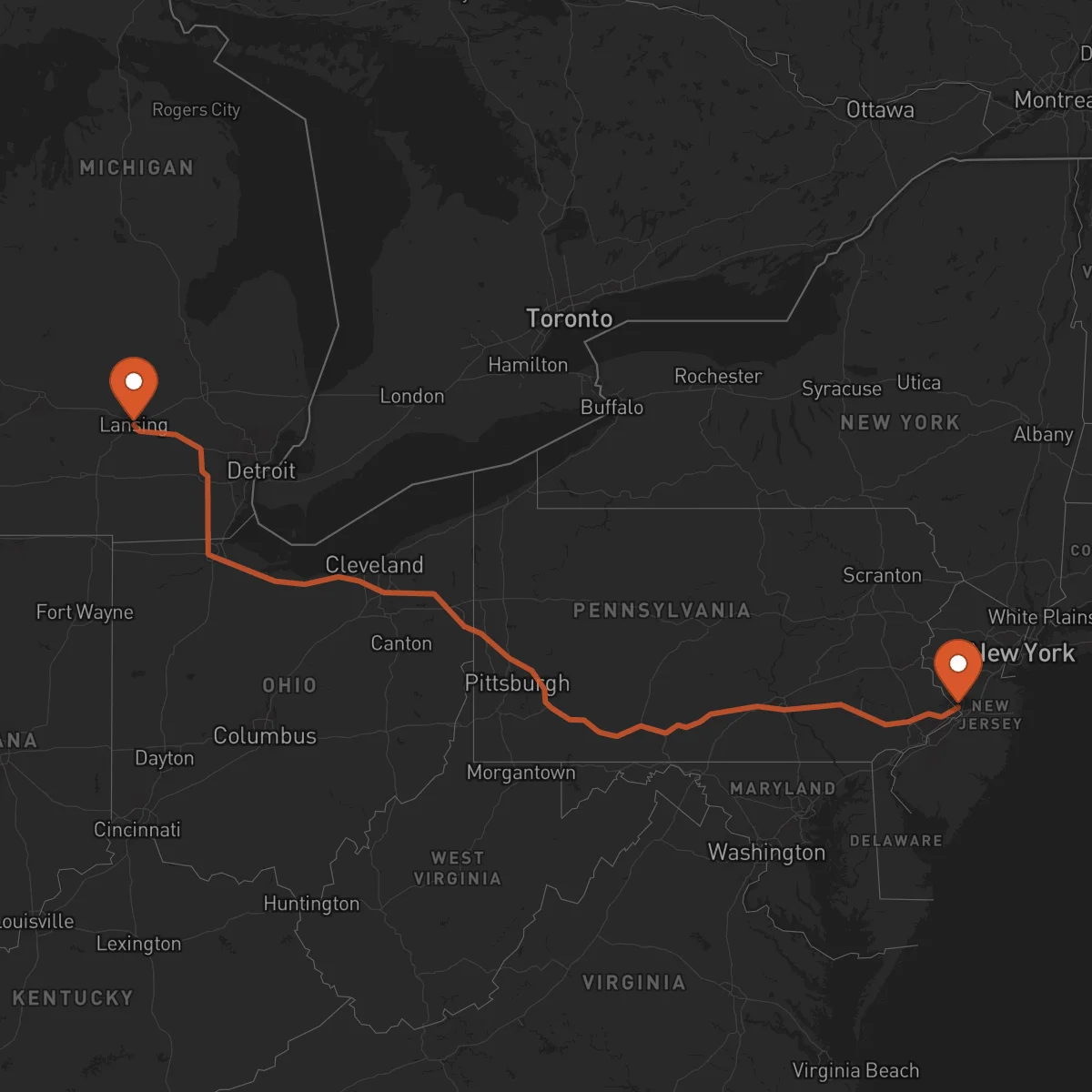 Ruta Lansing - Trenton