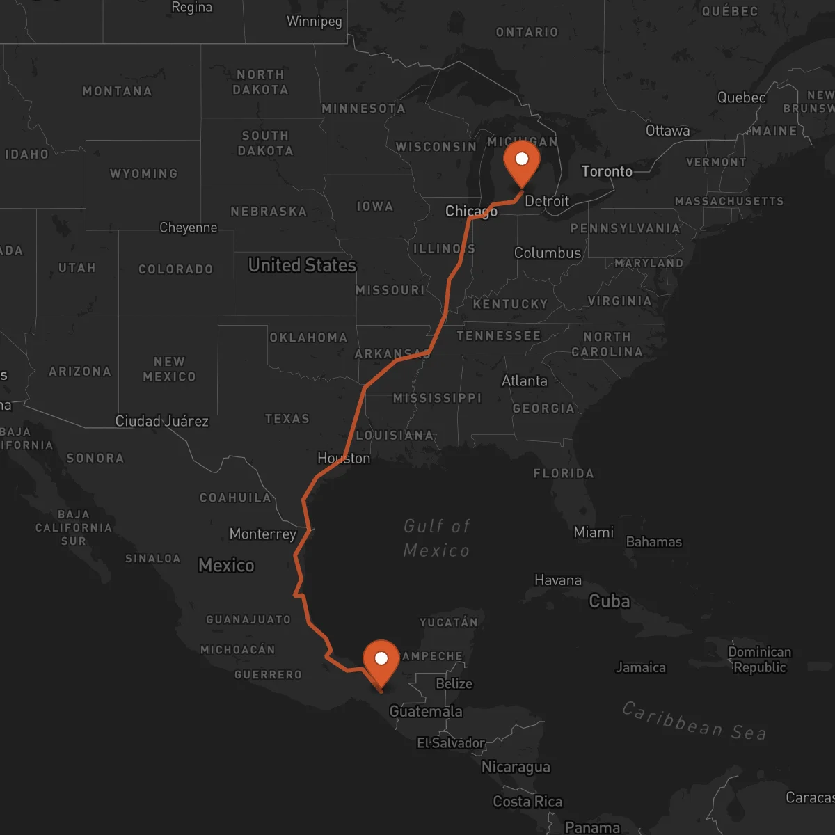 Ruta Tuxtla Gutiérrez - Lansing