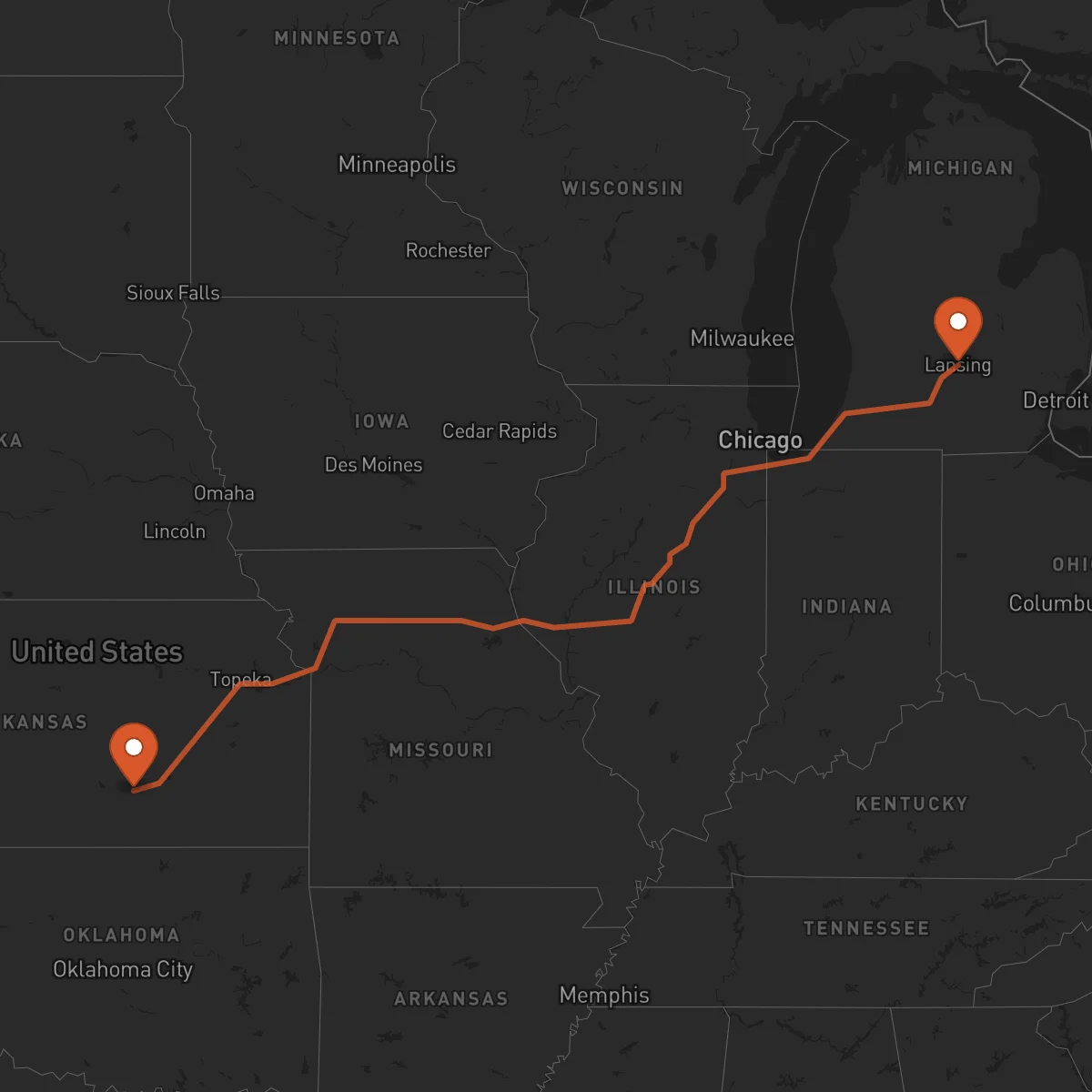 Ruta Wichita - Lansing