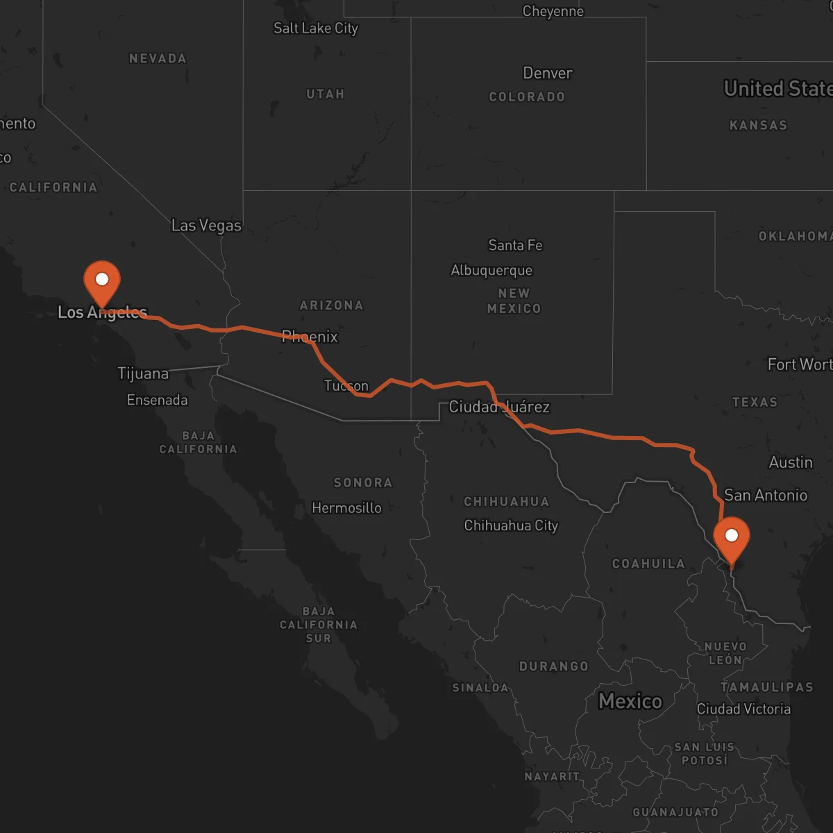 Ruta Los Angeles - Laredo