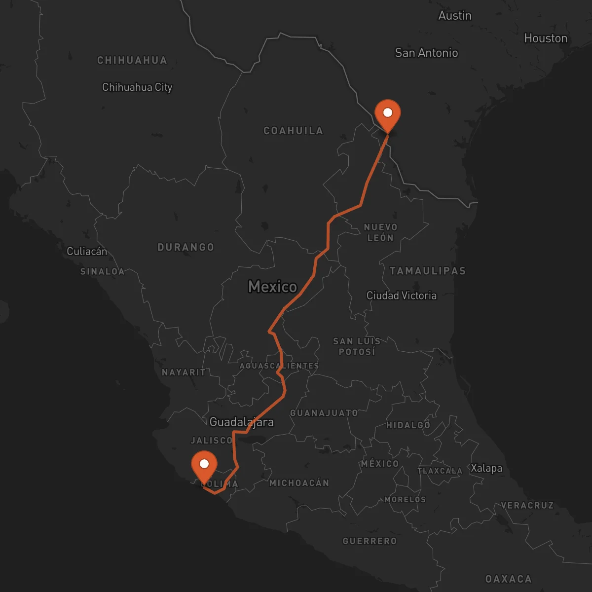 Ruta Manzanillo - Laredo