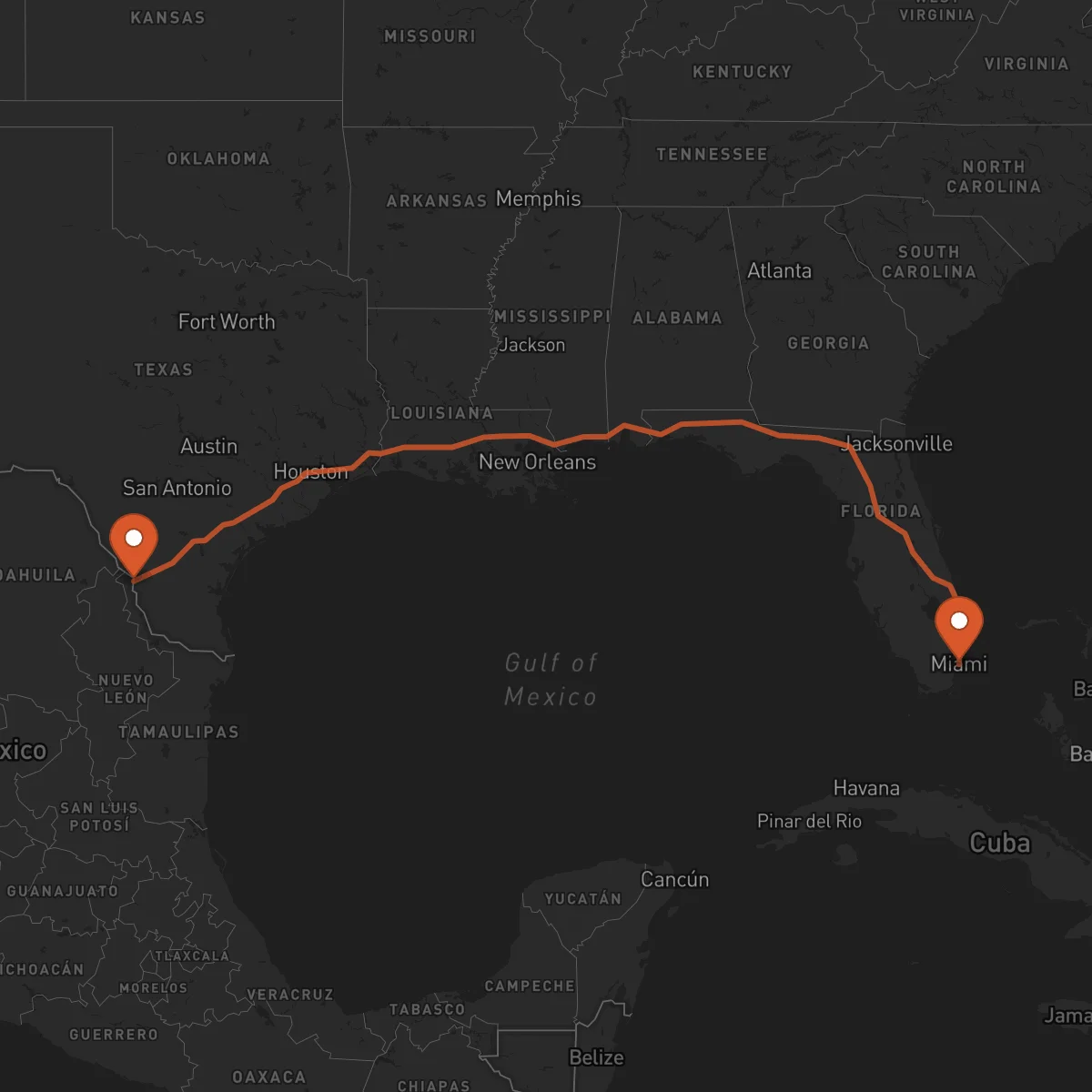 Ruta Miami - Laredo