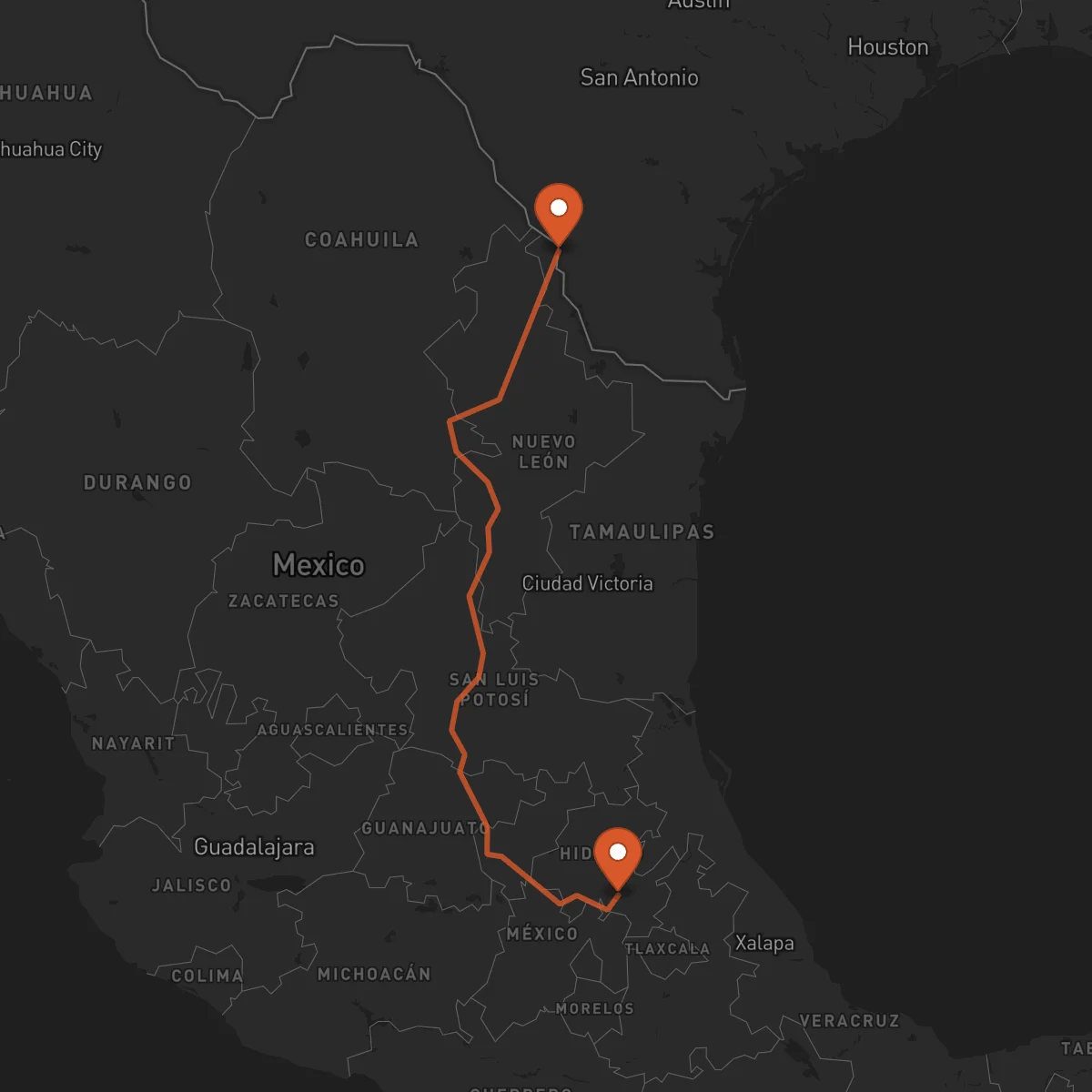 Ruta Pachuca de Soto - Laredo
