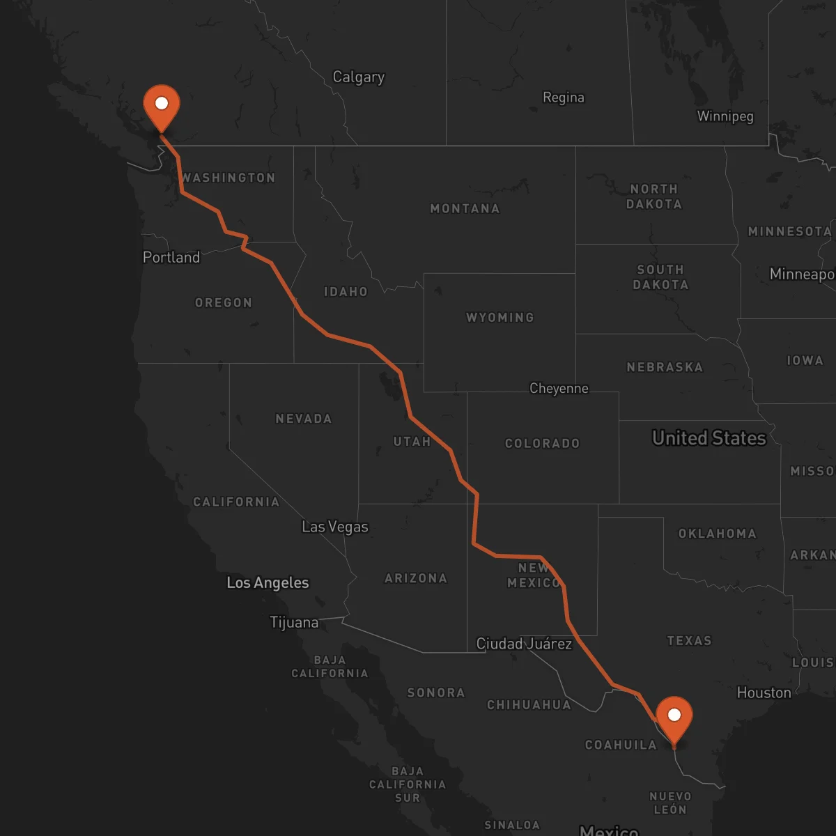 Ruta Vancouver - Laredo
