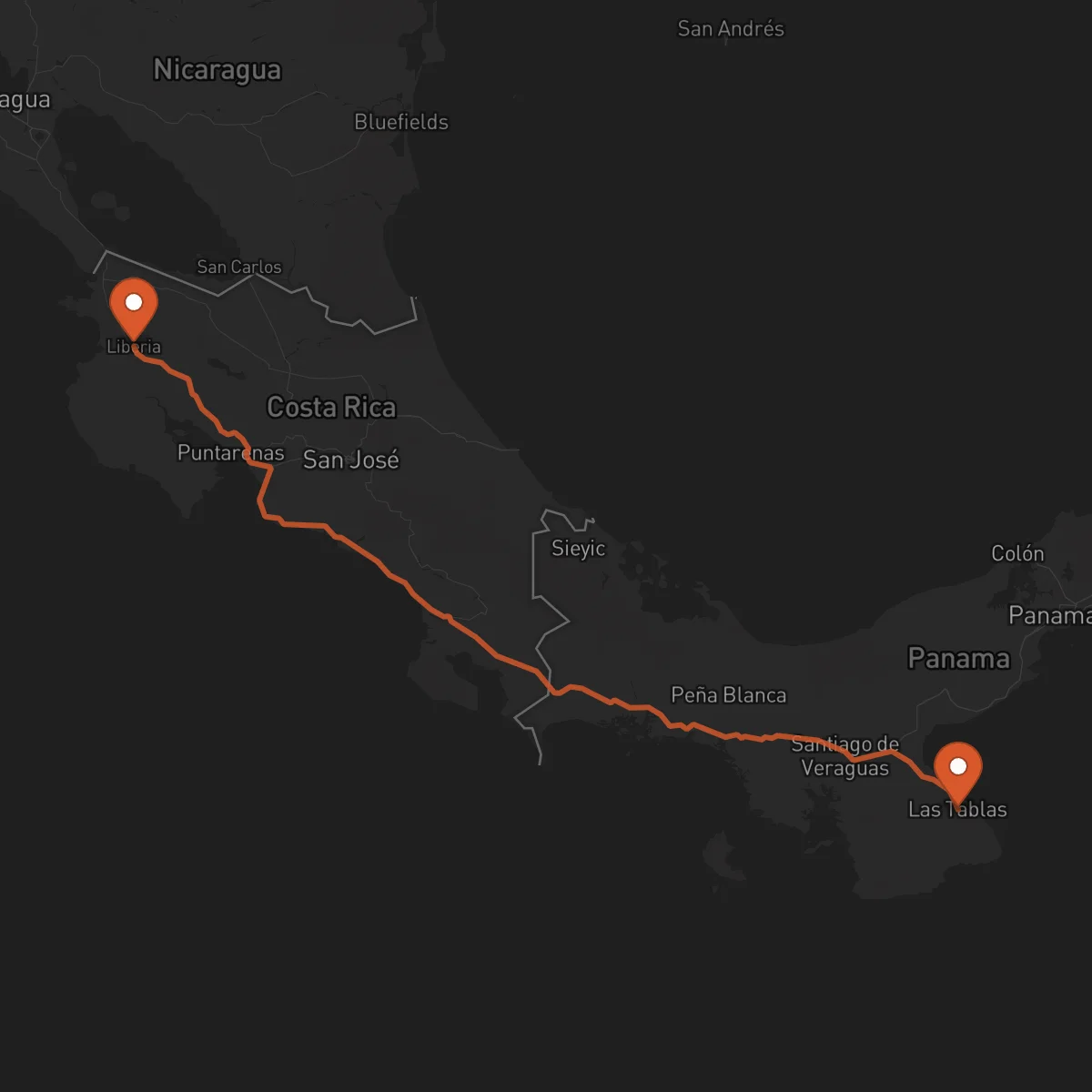 Ruta Las Tablas - Liberia