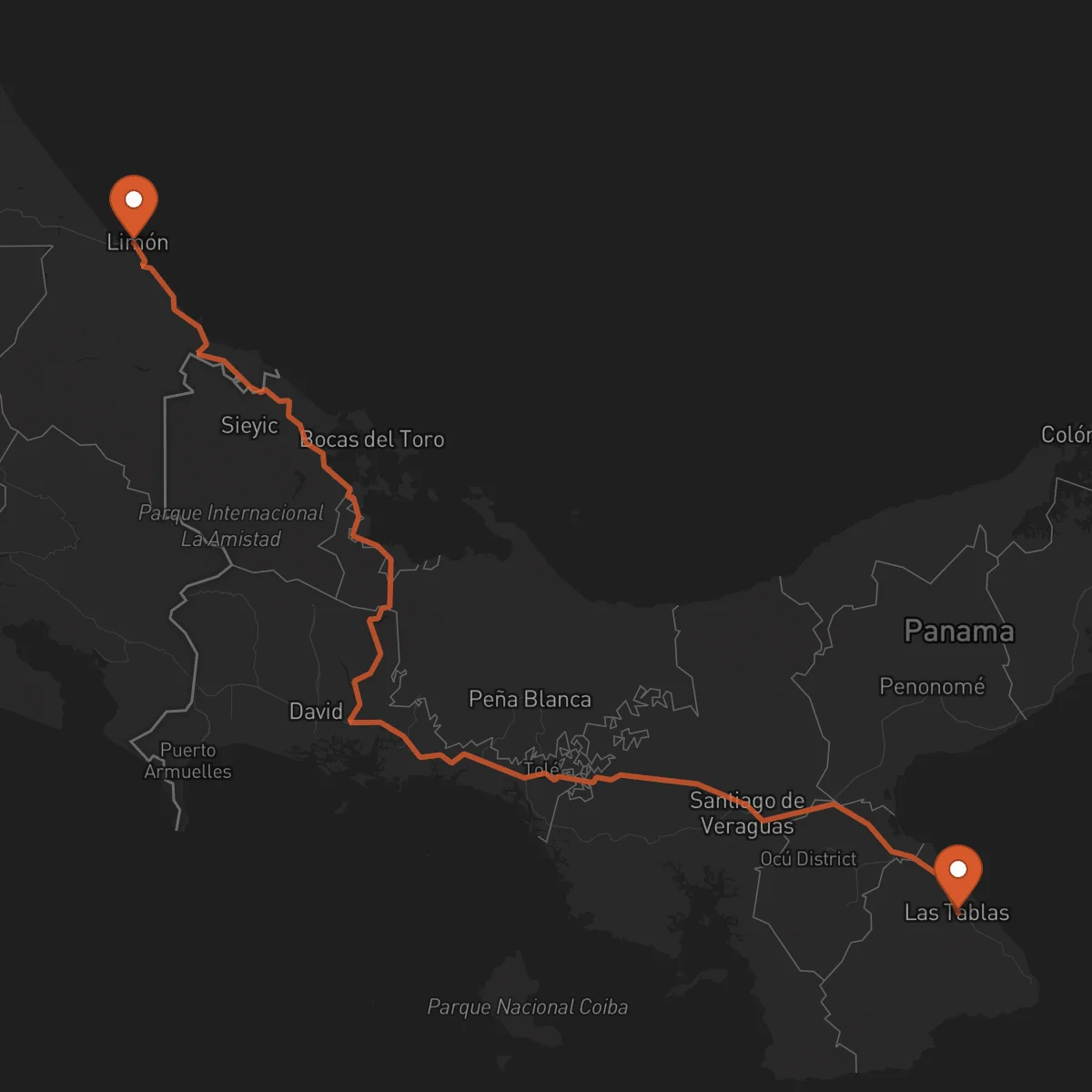 Ruta Las Tablas - Limón