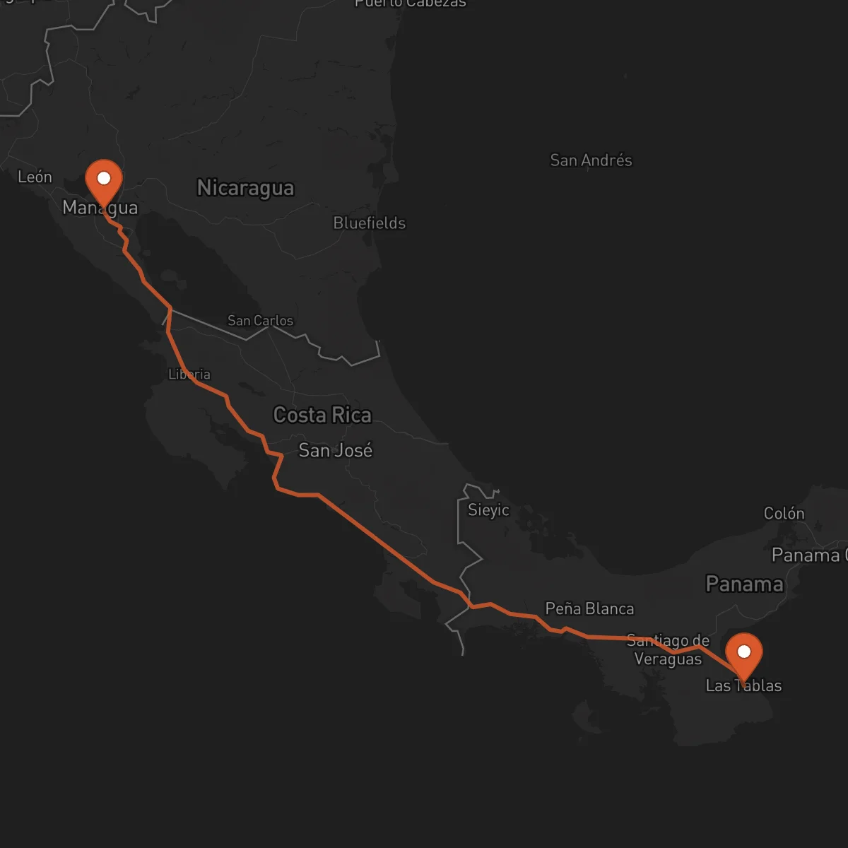 Ruta Manágua - Las Tablas