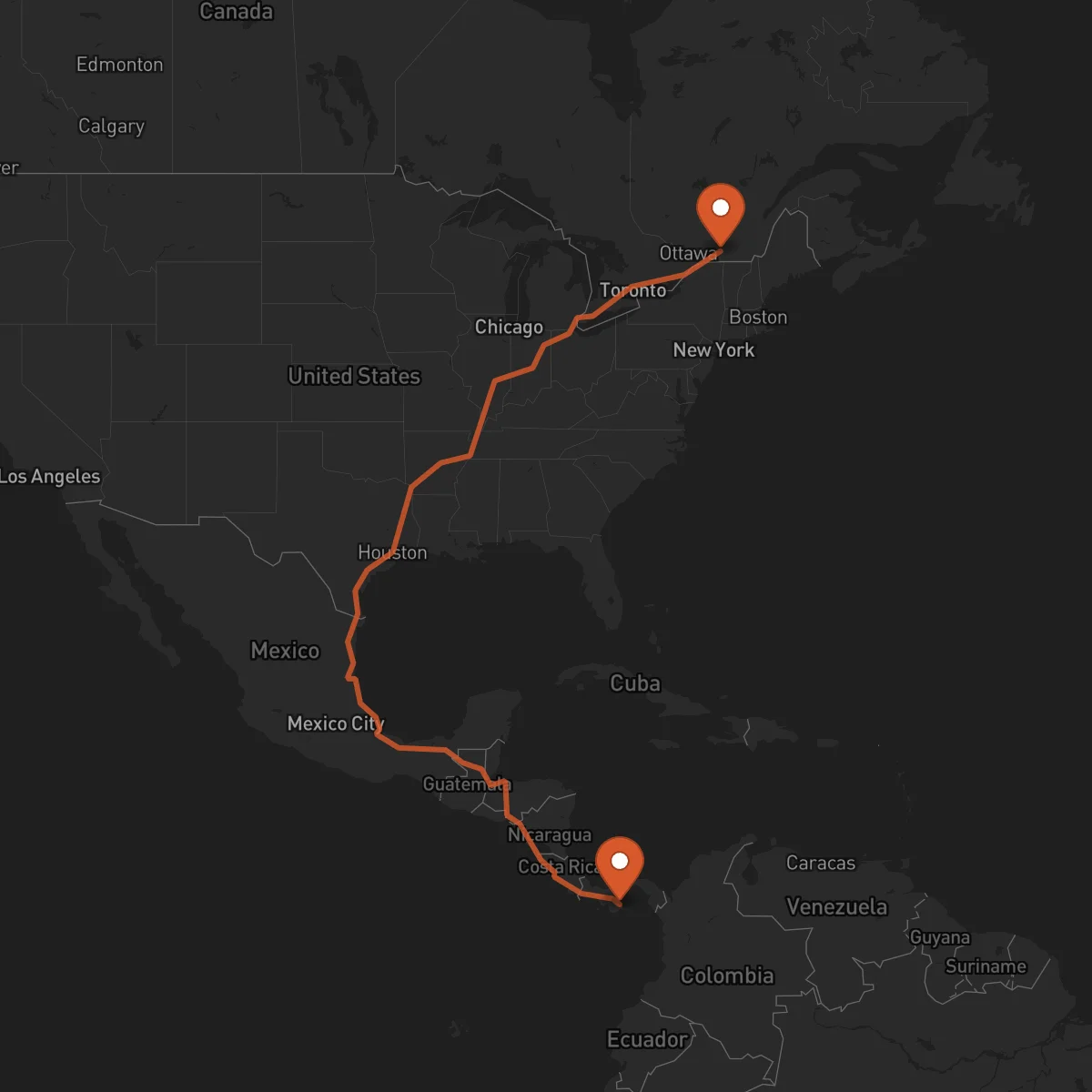 Ruta Las Tablas - Montreal