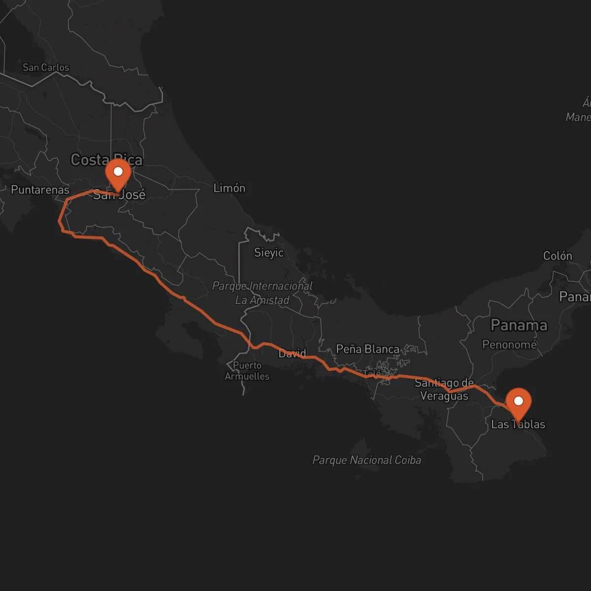 Ruta Las Tablas - San José