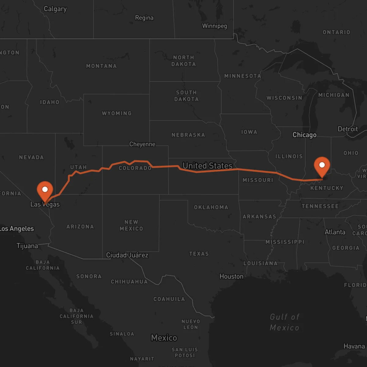 Ruta Louisville - Las Vegas