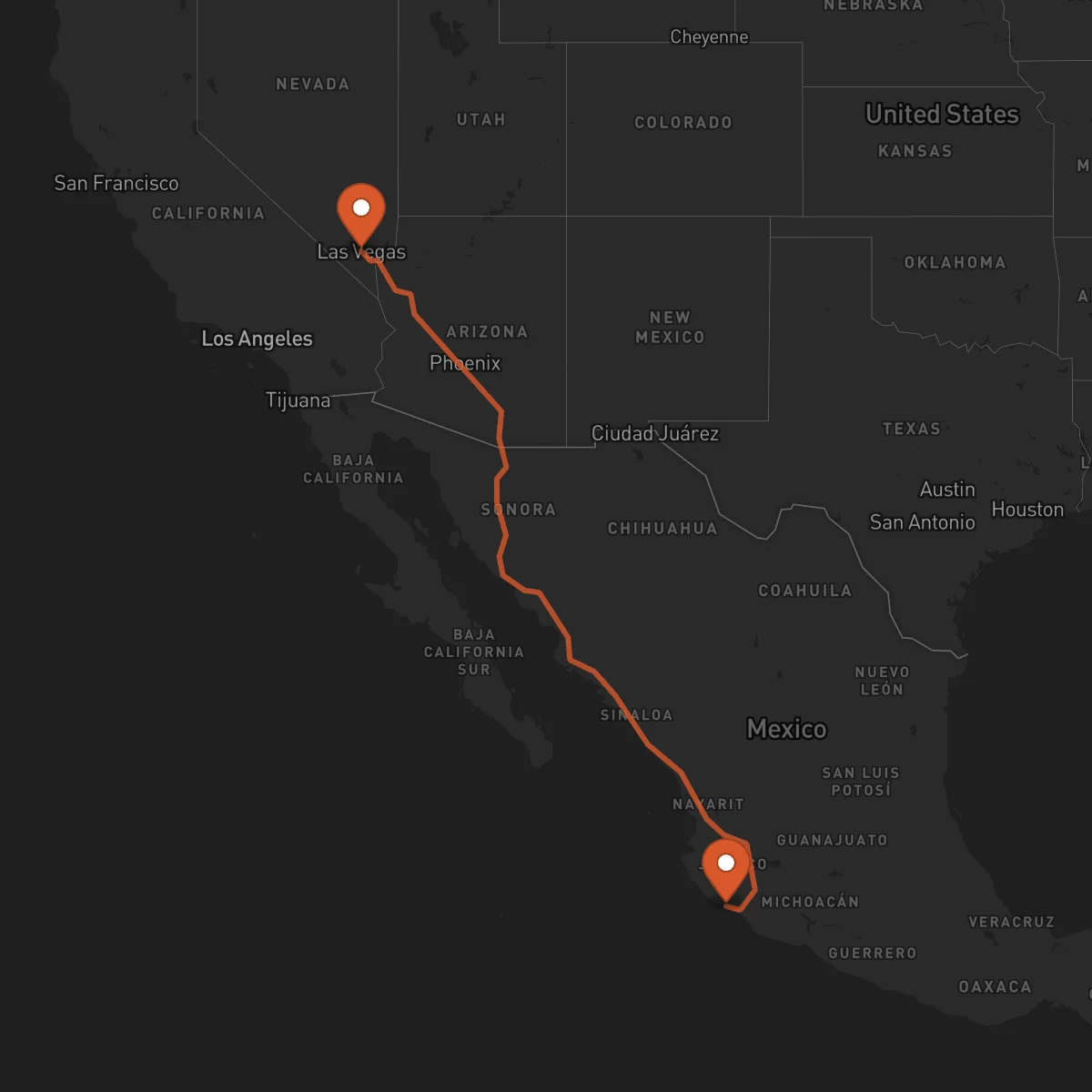 Ruta Manzanillo - Las Vegas