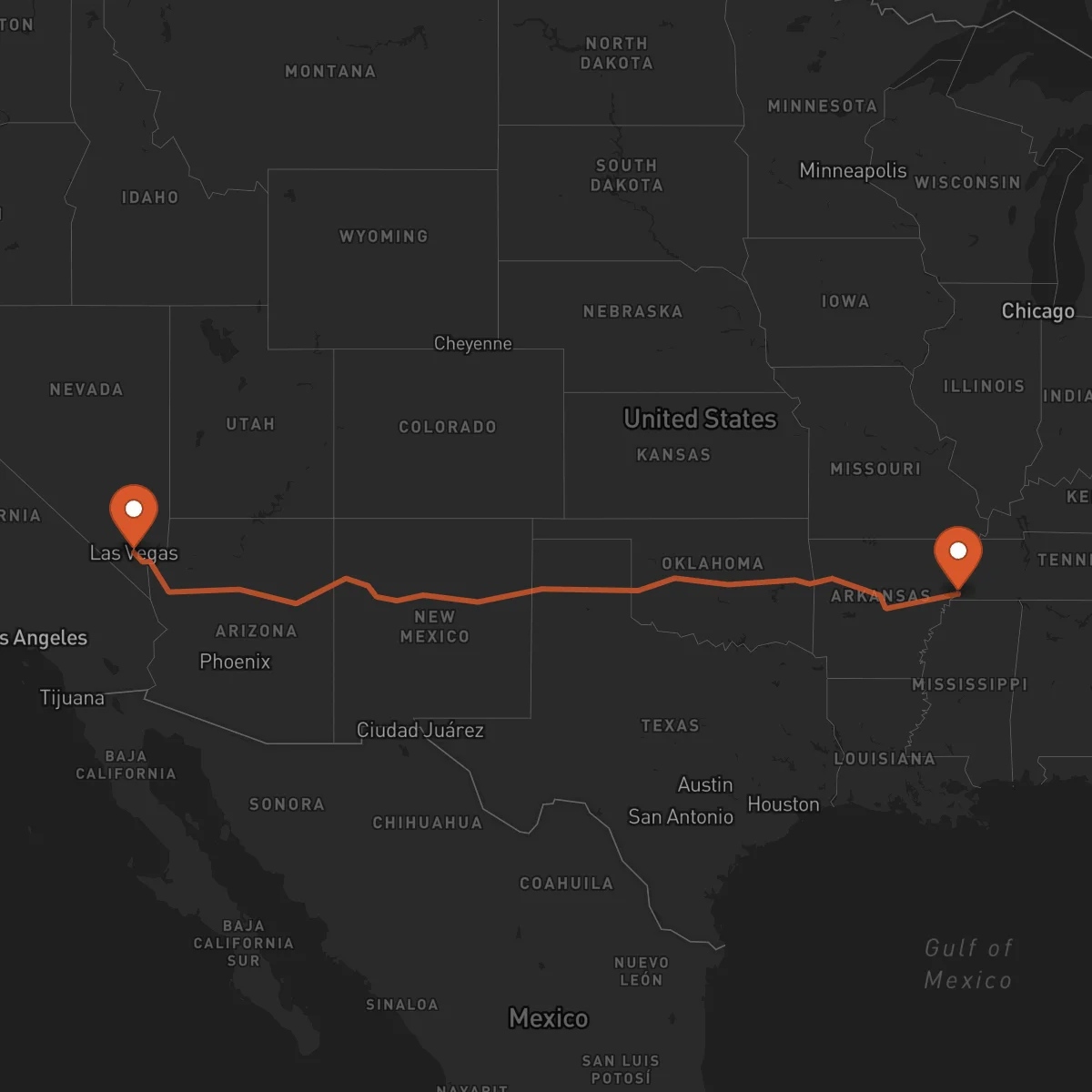Ruta Memphis - Las Vegas