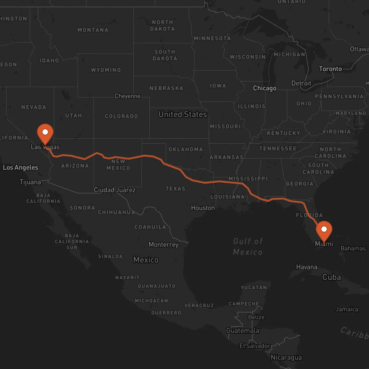 Ruta Miami - Las Vegas