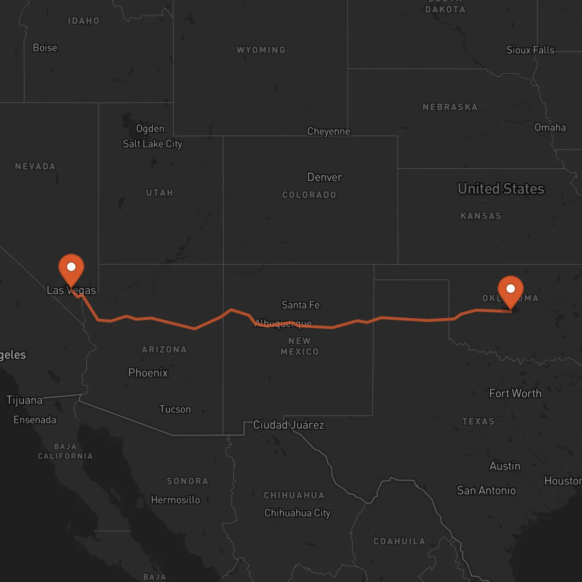 Ruta Oklahoma City - Las Vegas