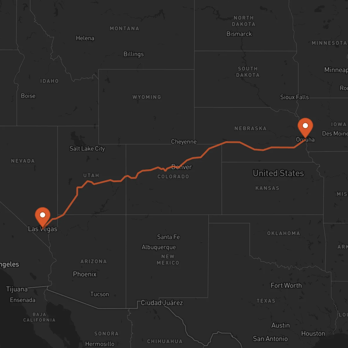 Ruta Las Vegas - Omaha