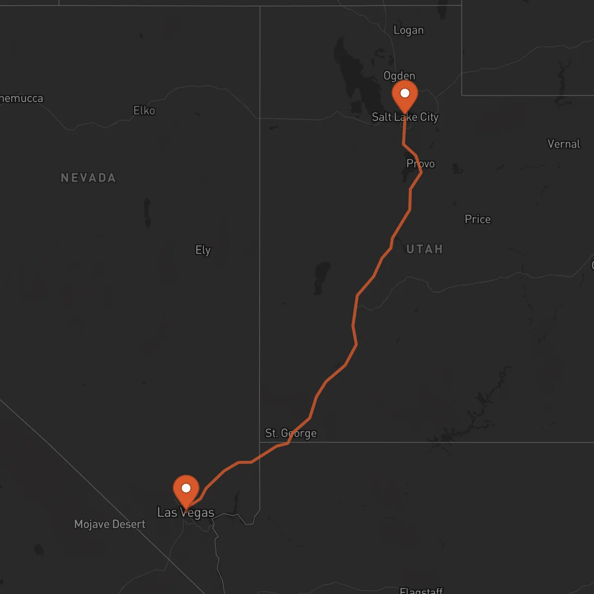 Ruta Salt Lake City - Las Vegas