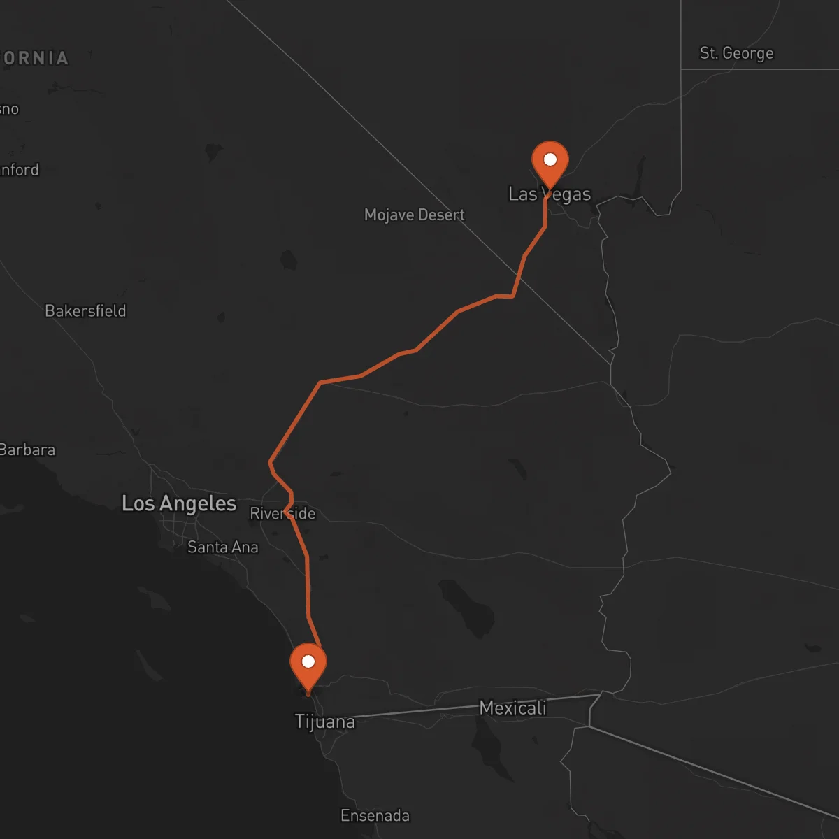 Ruta San Diego - Las Vegas