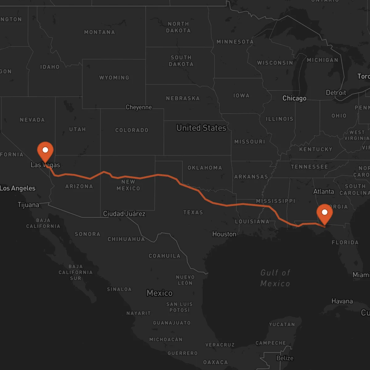 Ruta Tallahassee - Las Vegas