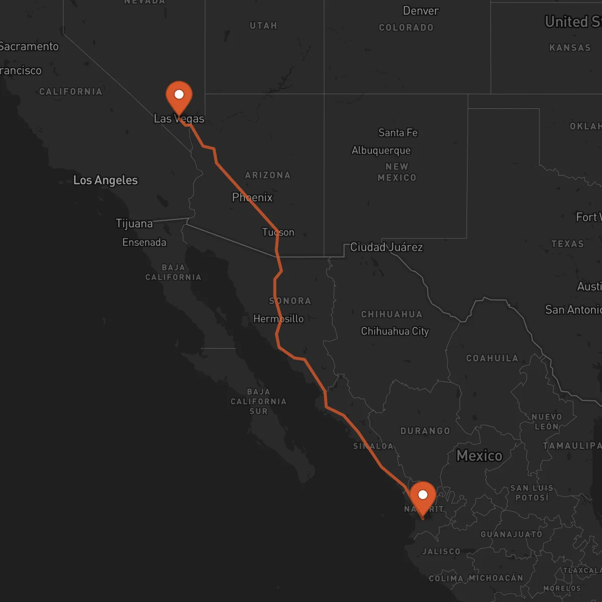 Ruta Tepic - Las Vegas