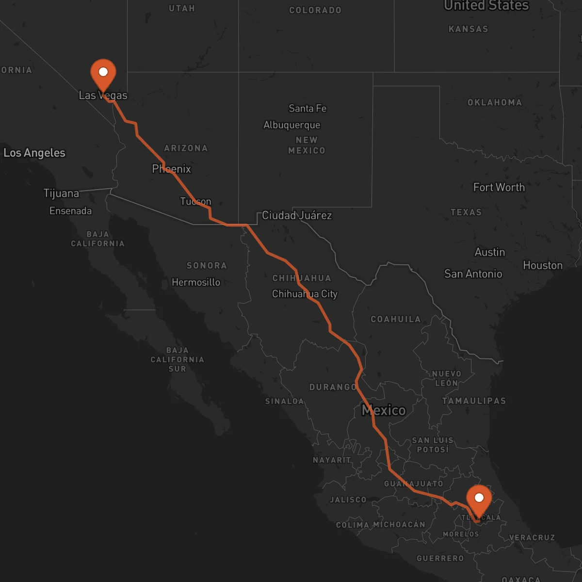 Ruta Las Vegas - Tlaxcala de Xicohténcatl