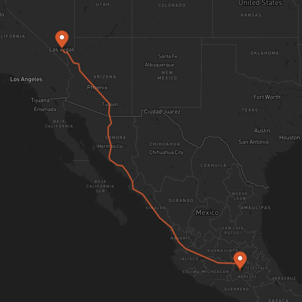 Ruta Toluca - Las Vegas