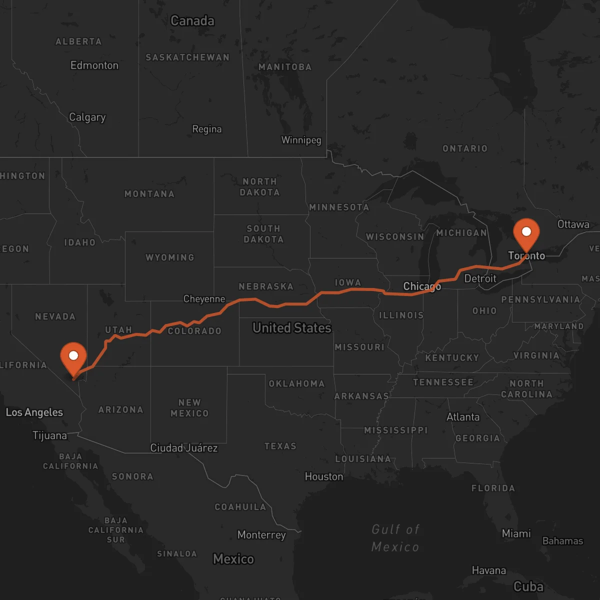 Ruta Toronto - Las Vegas
