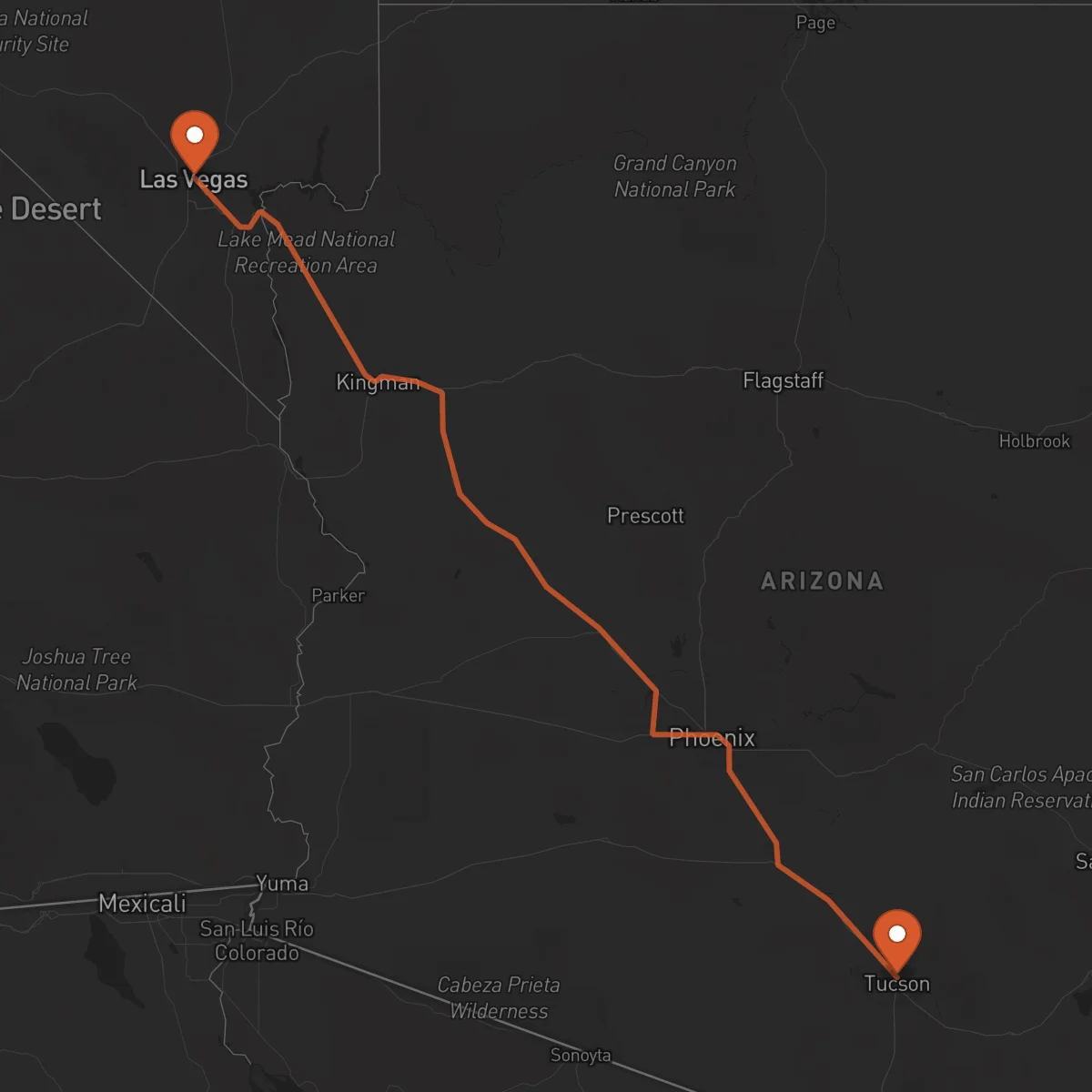 Ruta Tucson - Las Vegas